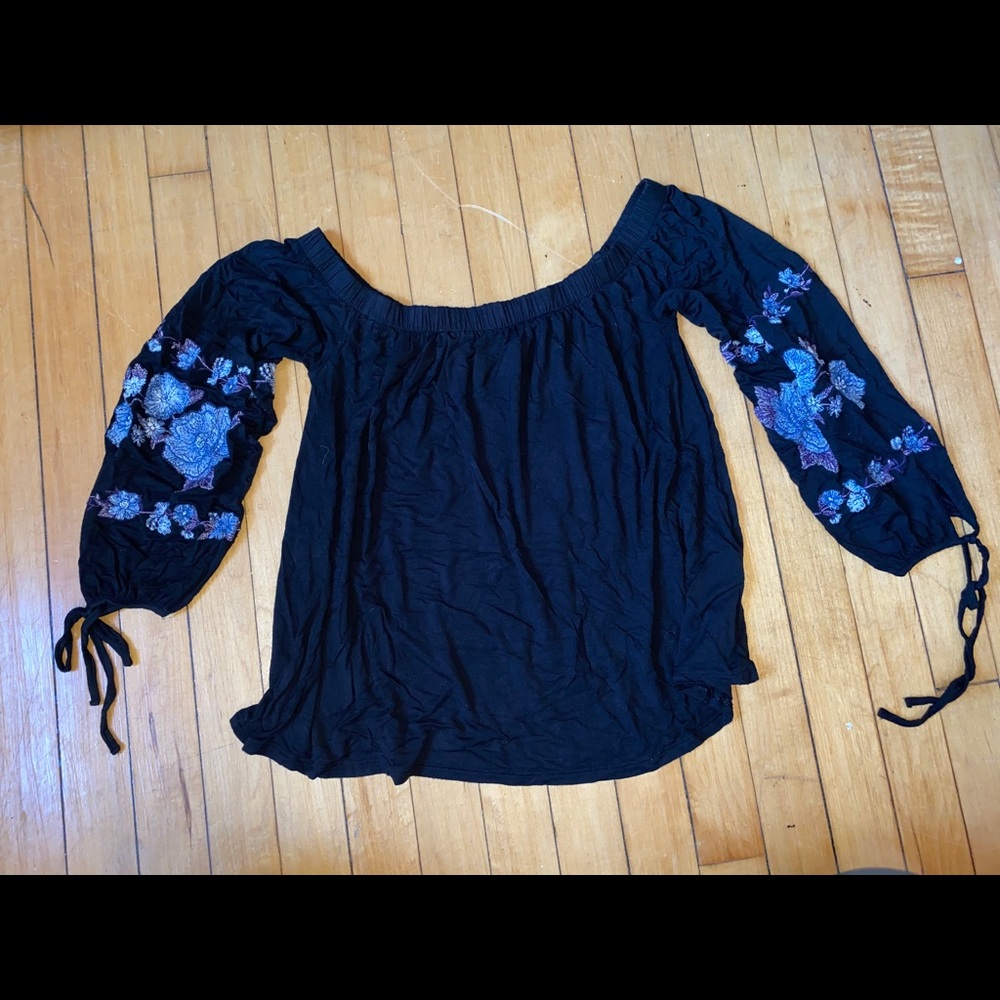 Black blouse with flowers